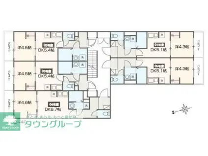 メルディアレジデンス梅屋敷(1DK/2階)の間取り写真