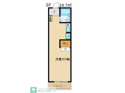 サンシャインIII(ワンルーム/3階)の間取り写真