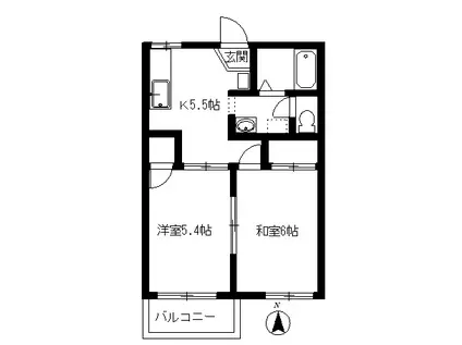 ニューヒルズ(2K/2階)の間取り写真