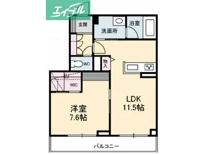 LA GRANDIR(1LDK/2階)の間取り写真