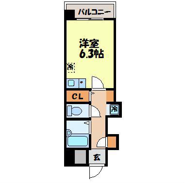ライオンズマンション諏訪神社前(ワンルーム/9階)の間取り写真