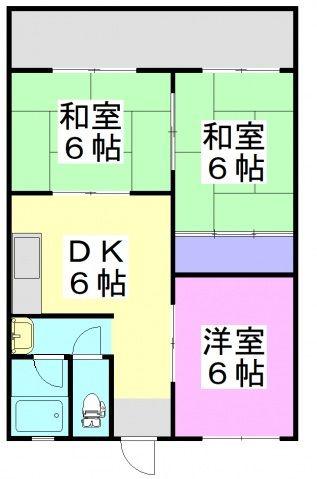 コーポ沖(3DK/2階)の間取り写真