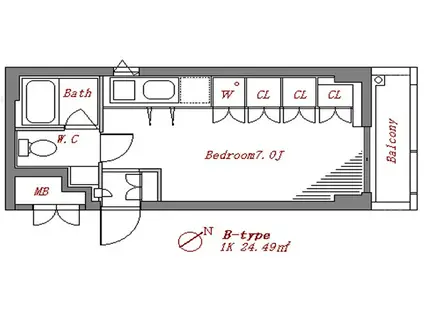 パヴェブランカ(ワンルーム/6階)の間取り写真