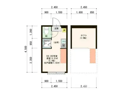 ハーモニーテラス阿佐ヶ谷III(ワンルーム/1階)の間取り写真