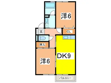 メゾンベール久野本B(2DK/2階)の間取り写真