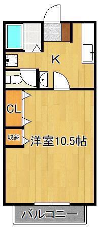 コーポ林(1K/2階)の間取り写真