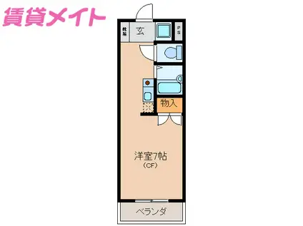 ONEZ(ワンルーム/2階)の間取り写真
