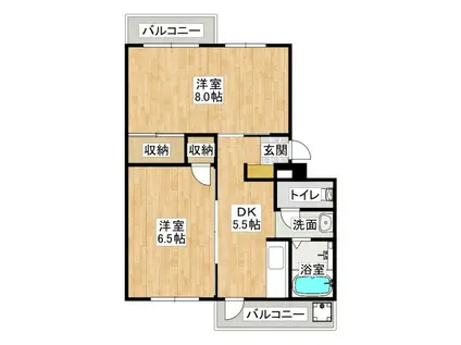 上高丸厚生年金(2DK/3階)の間取り写真