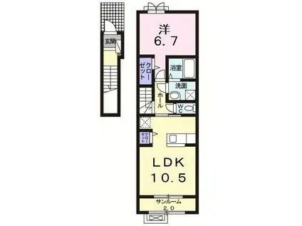 パニエ ド フルール千歳(1LDK/2階)の間取り写真