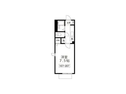 アントレボヌール(1K/1階)の間取り写真