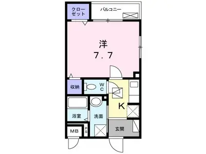 ハレリココ(1K/1階)の間取り写真