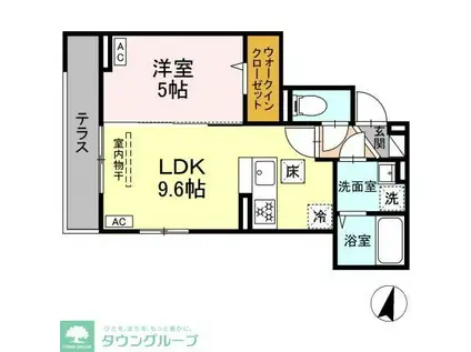 D-PAINA港南(1LDK/1階)の間取り写真