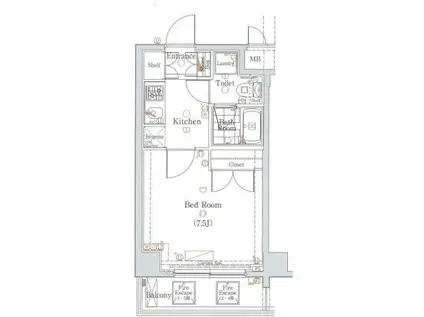 グラントゥルース板橋本町(1K/4階)の間取り写真