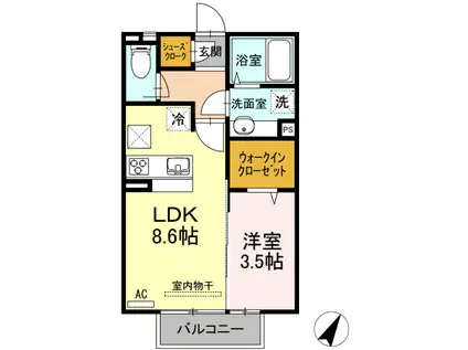 ベル・レーブルーチェ・チアラ ルーチェ・チアラ(1LDK/1階)の間取り写真