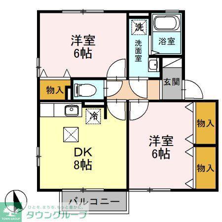 ファミールメゾン(2DK/1階)の間取り写真