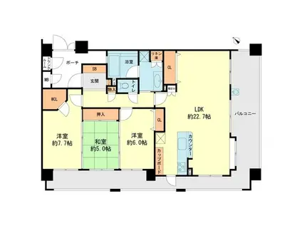 アーバンパレス春日一の谷LAKE AVENUE604(3LDK/6階)の間取り写真