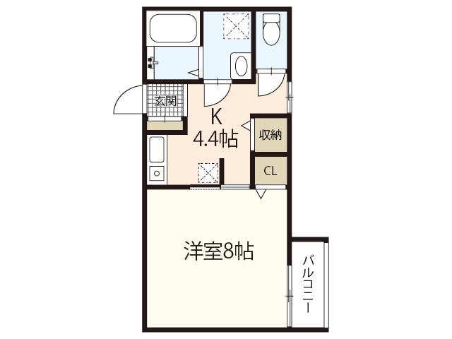 BANDIERA(1K/1階)の間取り写真