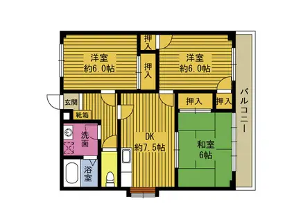 ブランシェール春日(3DK/1階)の間取り写真