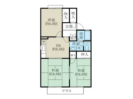 クオレ・シティ鐙A棟(3DK/1階)の間取り写真