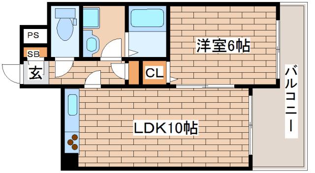 ラムール住吉(1LDK/6階)の間取り写真