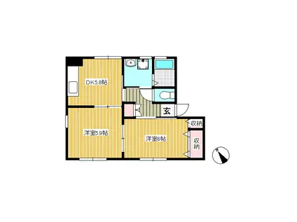 ベルコリーヌ783 A(2DK/2階)の間取り写真