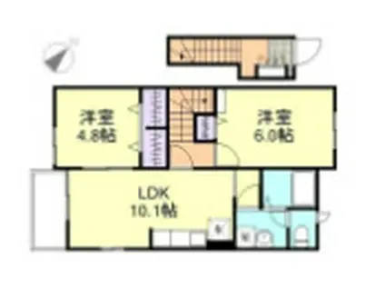 サンクレストD棟(2LDK/2階)の間取り写真