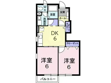 エミネンスB(2DK/1階)の間取り写真