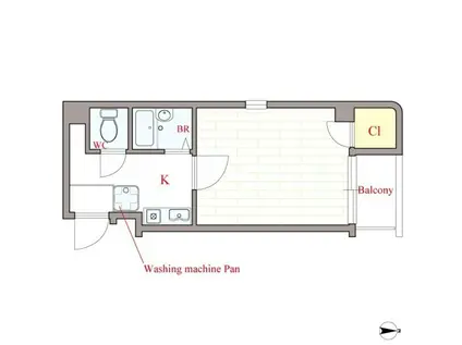 オーキッドコート夕陽ヶ丘(1K/2階)の間取り写真