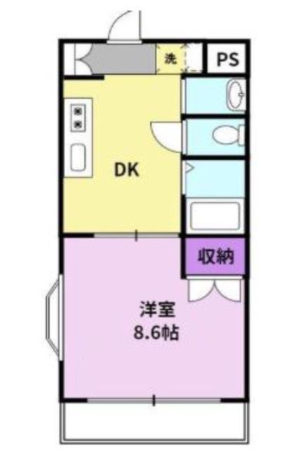 コーポ加月B棟(1DK/1階)の間取り写真