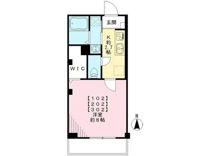 サウスクリーク大鳥居(1K/3階)の間取り写真