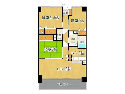 足立マンション2番館(3LDK/6階)の間取り写真