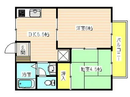 サマックスルミナスⅢ(2DK/1階)の間取り写真