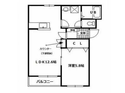 ラピスコートII(1LDK/2階)の間取り写真