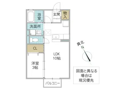 グラシューズ B棟(1LDK/1階)の間取り写真