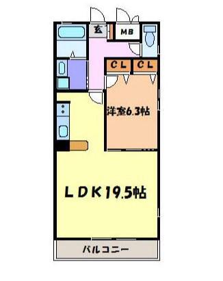 地下鉄東山線 上社駅 徒歩20分 4階建 築25年(1LDK/1階)の間取り写真
