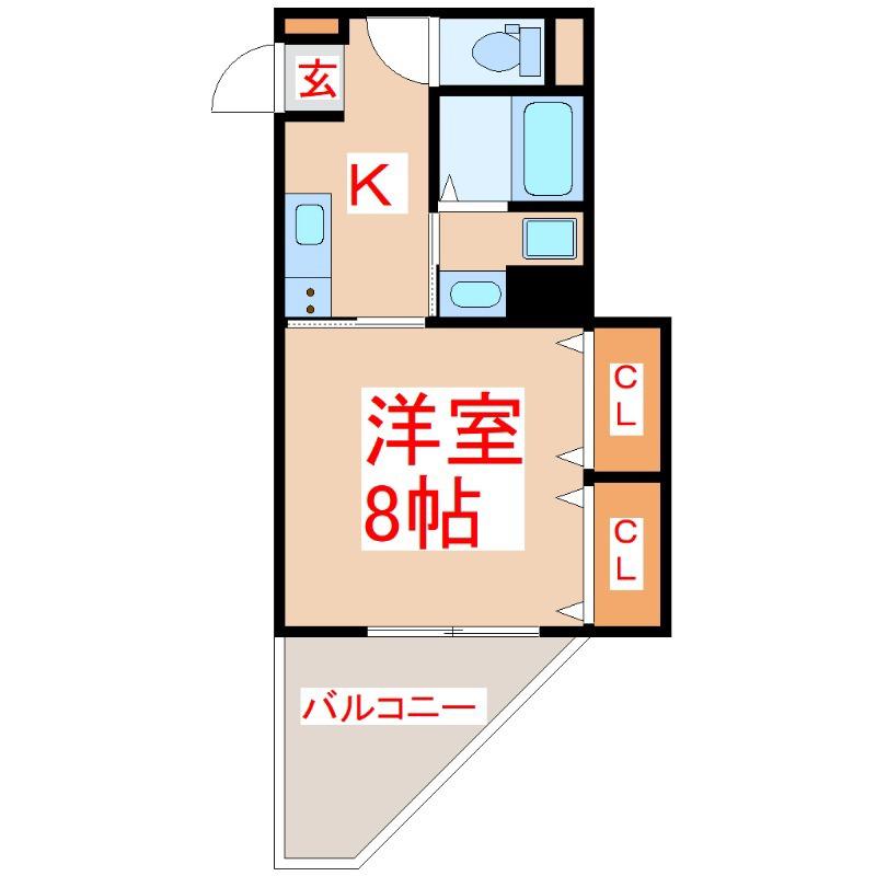 ロイヤルコート平之(1K/6階)の間取り写真