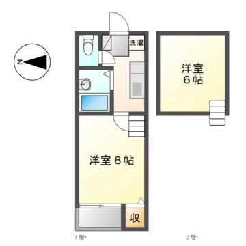 ヴィアトール(1K/2階)の間取り写真