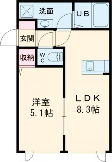 メゾン・ドゥ・パイン(1LDK/2階)の間取り写真