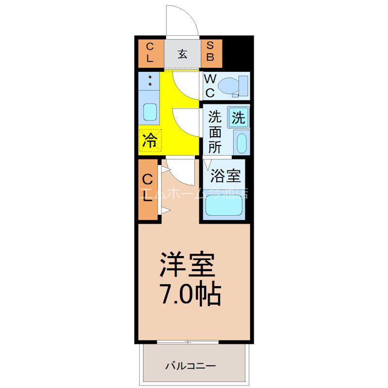 S-RESIDENCE堀田ノース(1K/7階)の間取り写真