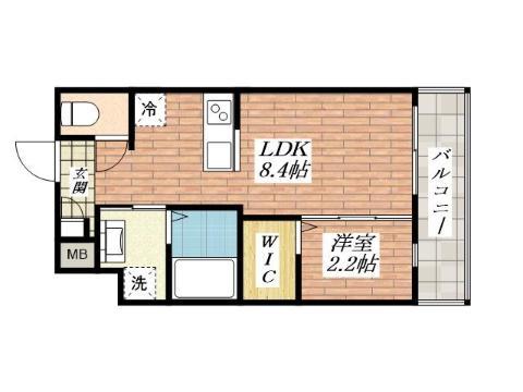 リアコート千里丘I ノース(1LDK/2階)の間取り写真