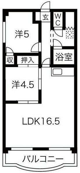 AHQ平子(2LDK/3階)の間取り写真