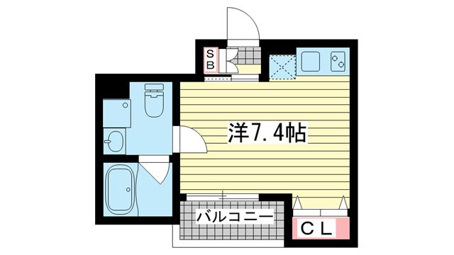 サンクラッソ神戸山手(ワンルーム/2階)の間取り写真