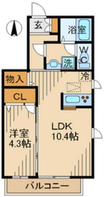 シャンボール(1LDK/1階)の間取り写真