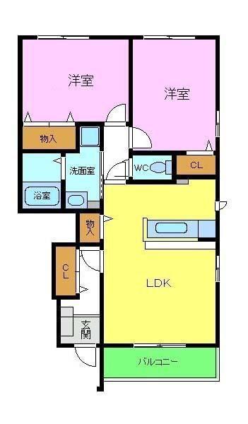 サンリットガーデン(2LDK/1階)の間取り写真