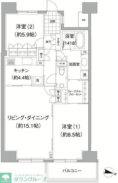 アビティ目黒(2LDK/7階)の間取り写真
