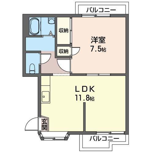 グリーンテラス(1LDK/2階)の間取り写真