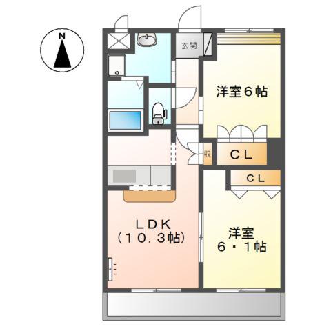 サンフィット青山(2LDK/2階)の間取り写真