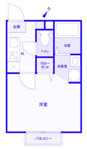 ハイドパーク上尾(1K/2階)の間取り写真