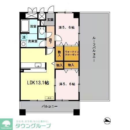 グラース(2LDK/5階)の間取り写真