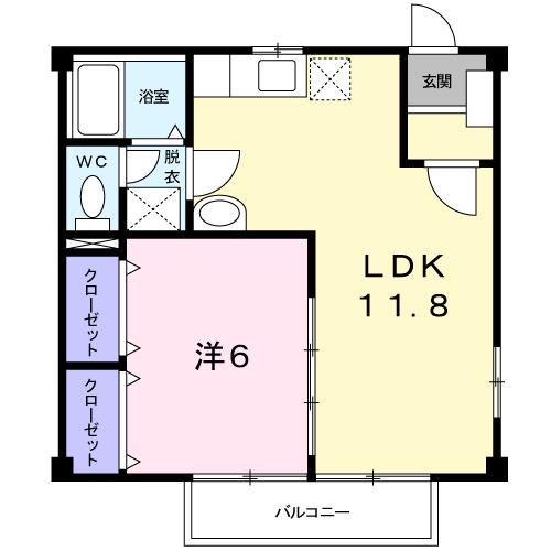ジュネス早川II(1LDK/2階)の間取り写真